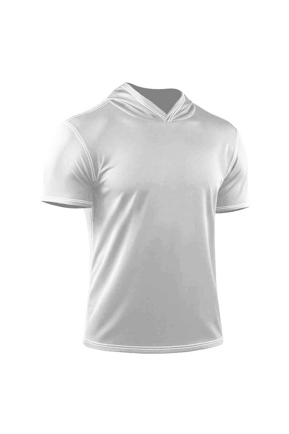 Men's Casual Solid Hoodie Workout Shirts Solid Color Athletic Sports Breathable Lightweight Sweatshirt Pullover Tops