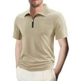 thumbnail image 1 of Generic Men's Casual Zipper Polo Shirts Regular Fit Short Sleeve Knitting Shirts Stretchy Golf Shirts with Pokets, 1 of 7