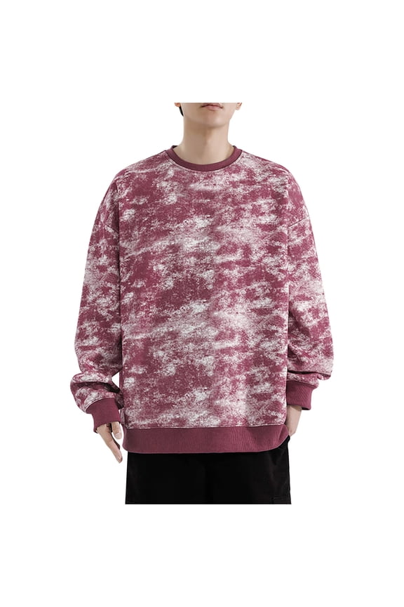 Men's Color Block Sweatshirts Casual Loose Fit Crewneck Long Sleeve Pullover Tops Casual Fall Hip Pop Streetwear