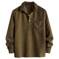 thumbnail image 1 of Generic Men's Corduroy Sweatshirts Casual Long Sleeve Polo Shirts Lightweight Quarter Button Collared Golf Tops with Pocket, 1 of 6