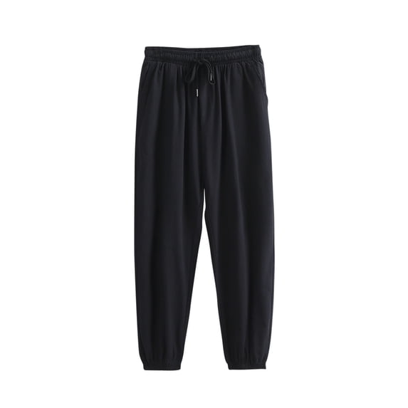 Generic Men's Cotton Linen Pants Elastic Waist Drawstring Lightweight Summer Casual Beach Straight Workout Pants with Pockets