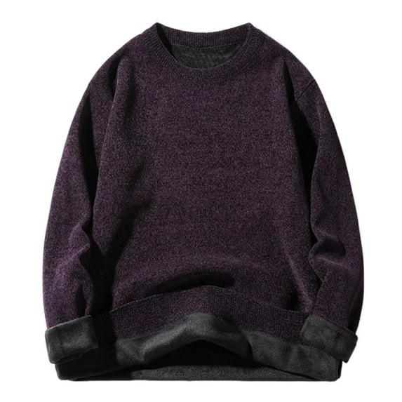 Generic Men's Crewneck Pullover Sweaters Casual Long Sleeve Loose Knitted Stylish Graphic Warm Fleece Lined Sweater Tops