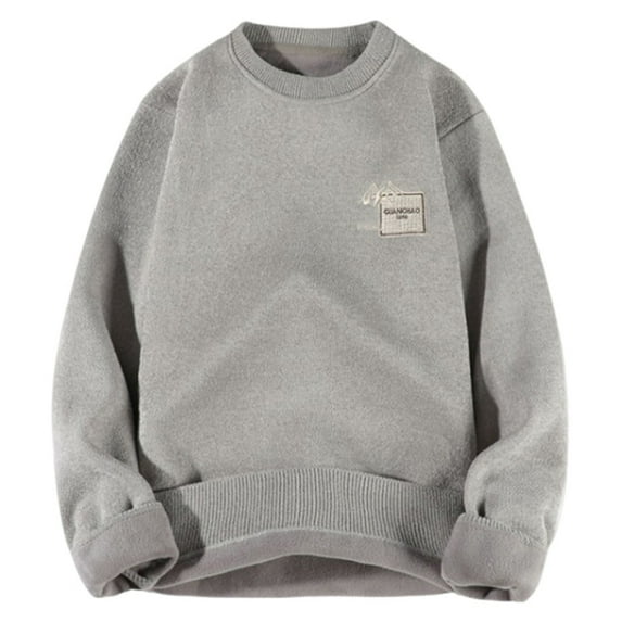 Generic Men's Crewneck Pullover Sweaters Casual Long Sleeve Loose Knitted Stylish Graphic Warm Fleece Lined Sweater Tops