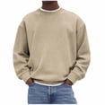 thumbnail image 1 of Generic Men's Crewneck Sweatshirt Corduroy Knit Long Sleeve Pullover Tops Fleece Casual Loose Athletic Thermal Sweater, 1 of 5