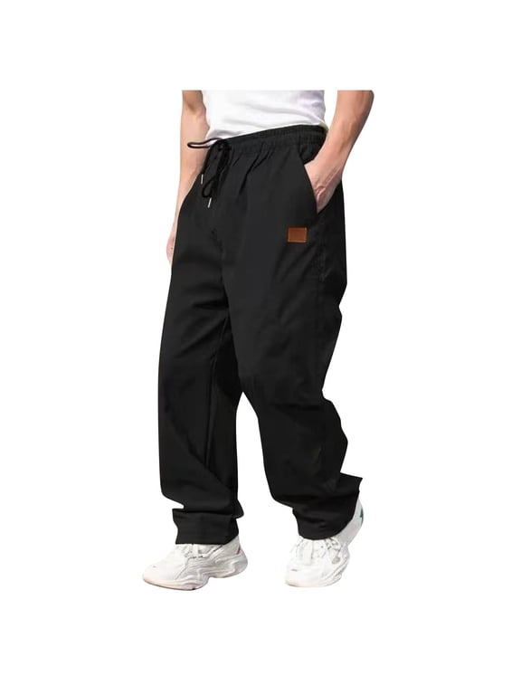 Men's Fall Sweatpants Solid Casual Straight Sweatpant Fashion Pants Elastic Waist Drawstring Trousers with Pocket