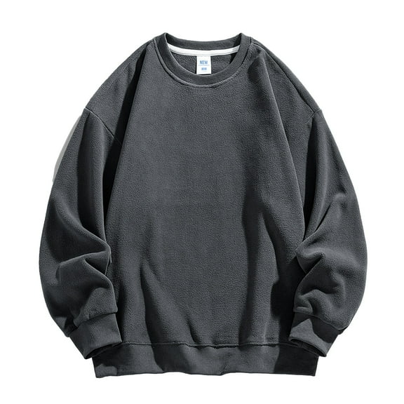 Generic Men's Fleece Crewneck Sweatshirts Casual Warm Soft No Hood Long Sleeve Pullover Tops Spring Loose Fit Shirts
