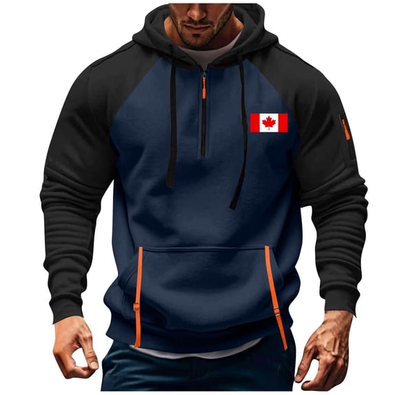 Generic Men's Fleece Hoodie Sweatshirts Casual Long Sleeve Quarter Zip Pullover Sweatshirt Workout Athletic Hoodies