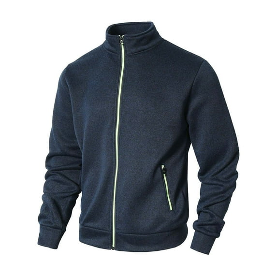 Generic Men's Fleece Lined Jacket Full Zip Lightweight Soft Warm Sweatshirts Fall Outdoor Casual Coat with Zip Pockets