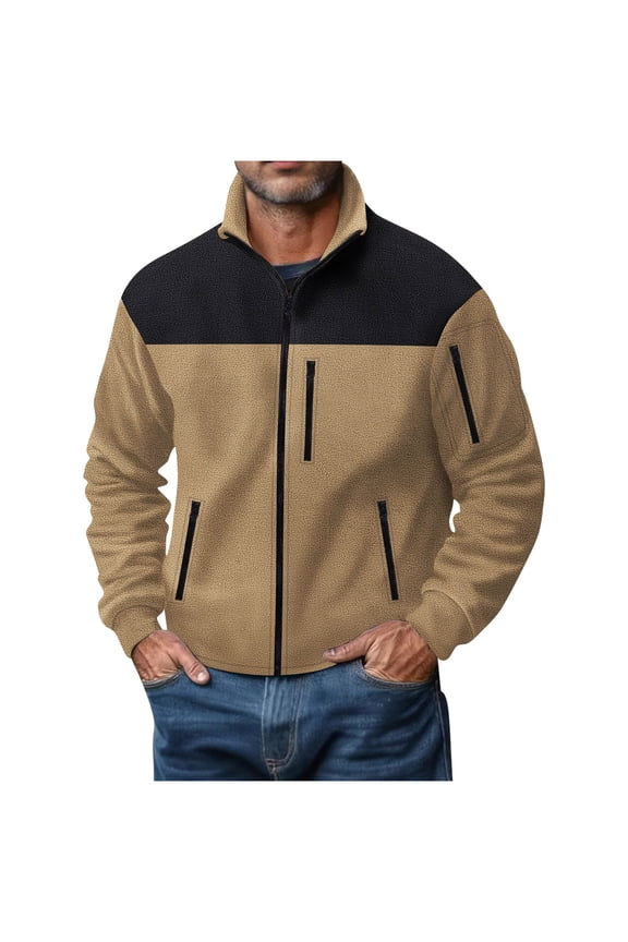 Men's Fleece Long Sleeves Shirt Full Zip Lightweight Military Tactical Sport Jacket Fashion Cargo Hiking Windbreaker