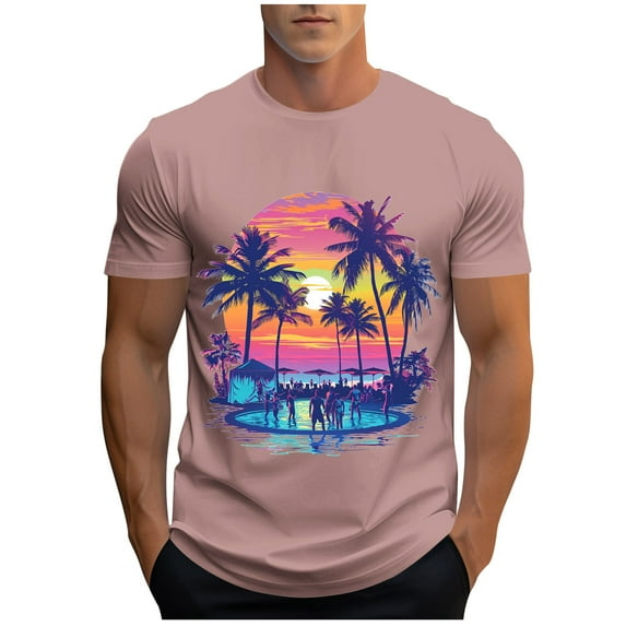 Generic Men's Funny Hawaiian T-Shirts Short Sleeve Graphic Tees Shirts Summer Beach Casual Tropical Printed Workout Tops