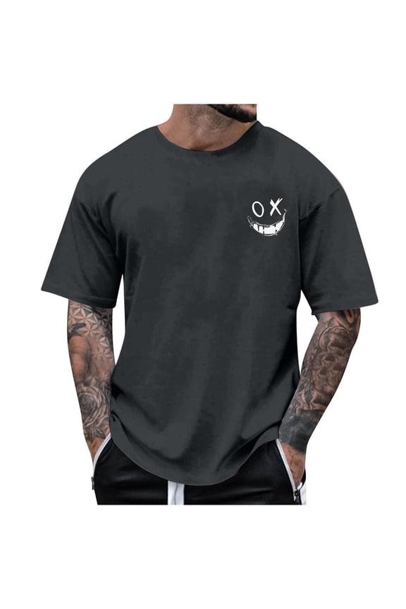 Men's Graphic Tees Short Sleeve Crewneck Casual Vintage Summer Tops T Shirt for Mens