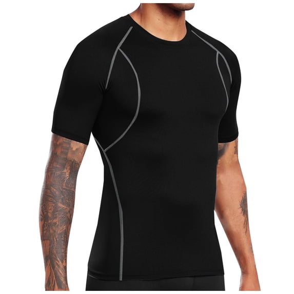 Generic Men's Gym Bodybuilding Muscle T Shirts Casual Slim Fit Lightweight Quick Dry Shirts Athletic Workout Running Tops