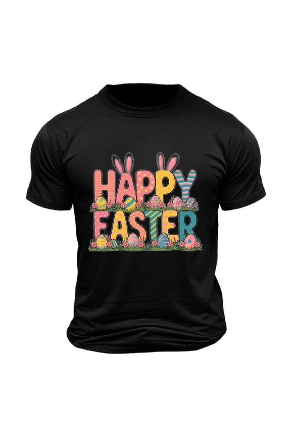 Men's Happy Easter T Shirts Rabbit Ears Eggs Flowers Leaf Tops Summer Crew Neck Tees Cotton Going Out Shirts