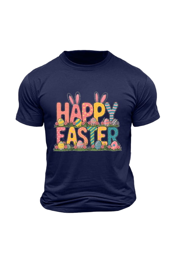 Men's Happy Easter T Shirts Rabbit Ears Eggs Flowers Leaf Tops Summer Crew Neck Tees Cotton Going Out Shirts