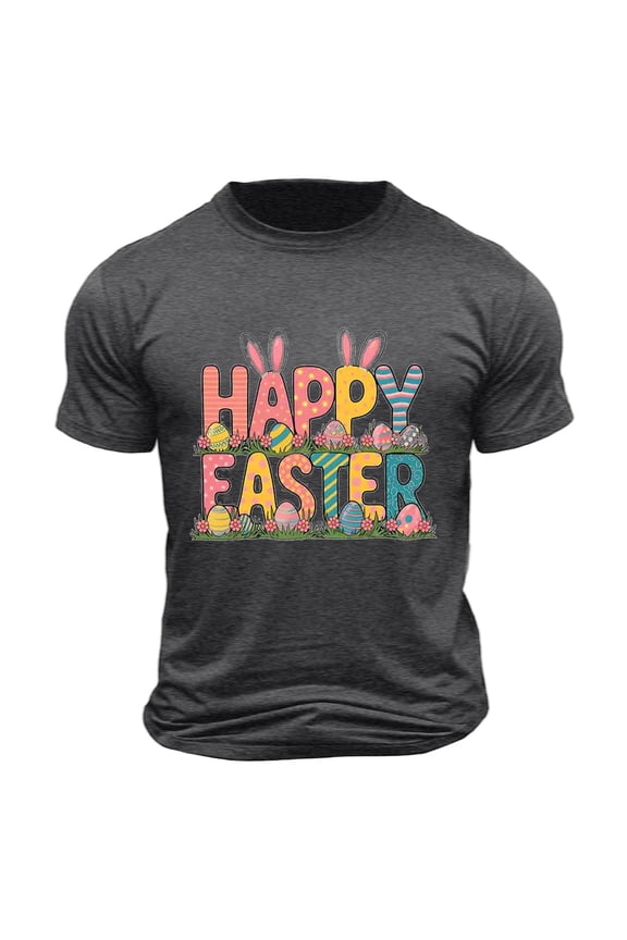 Men's Happy Easter T Shirts Rabbit Ears Eggs Flowers Leaf Tops Summer Crew Neck Tees Cotton Going Out Shirts