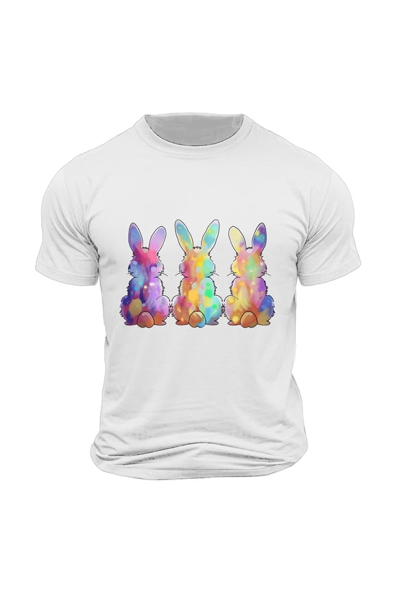 Men's Happy Easter T Shirts Rabbit Ears Eggs Flowers Leaf Tops Summer Crew Neck Tees Cotton Going Out Shirts
