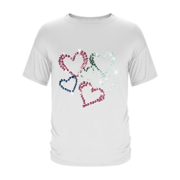 Generic Men's Heart Print T-Shirt Casual Short Sleeve Crewneck Pullover Tops Loose Summer Heart-Shaped Graphic Tee Shirts