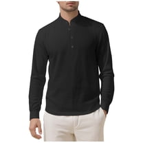Generic Men's Henley Shirt Long Sleeve Casual Collared Collared Quarter Button Golf Tee Tops Fall Fashion Slim Fit T-Shirts