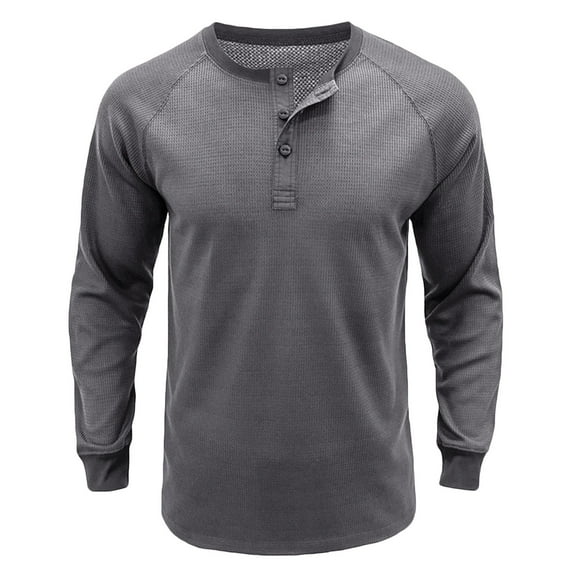 Generic Men's Henley Shirt Long Sleeve Waffle Knit Thermal Underwear Pullover Casual Slim Fit Lightweight Button Down Tops
