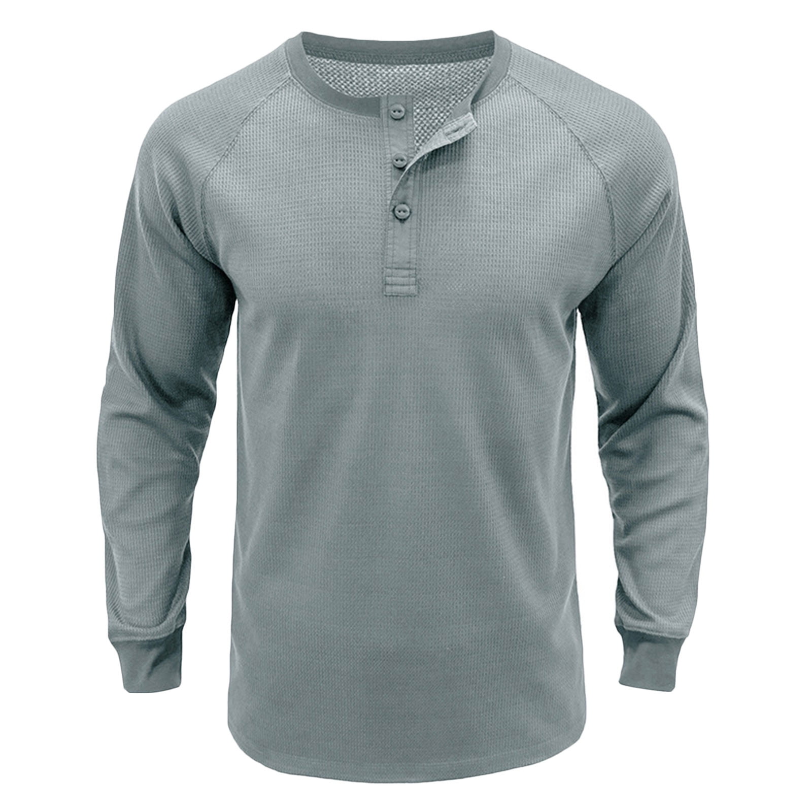 Men's Waffle Henley Shirt Tee Long Sleeve Solid Color Plain Textured Fashion Designer Casual Raglan Sleeves Henley Outdoor Casual Daily Summer Fall
