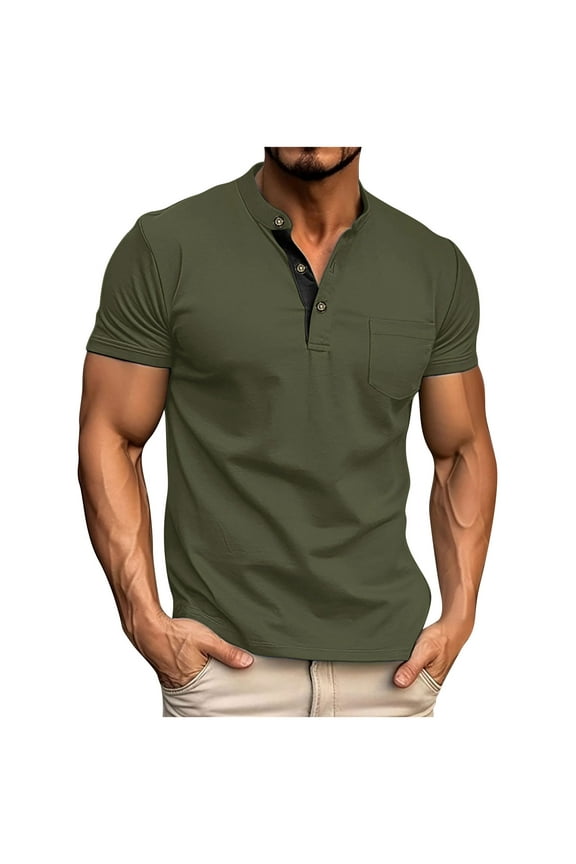 Men's Henley Shirts Summer Casual Loose Fit Lightweight Short Sleeve T Shirts Outdoor Comfy Athletic Workout Tops