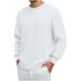thumbnail image 1 of Generic Men's Jacquard Textured Shirts Casual Long Sleeve Loose fit Crewneck T-Shirt Solid Color Casual Top for Fall Winter, 1 of 6