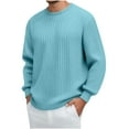 thumbnail image 1 of Generic Men's Jacquard Textured Shirts Casual Long Sleeve Loose fit Crewneck T-Shirt Solid Color Casual Top for Fall Winter, 1 of 6