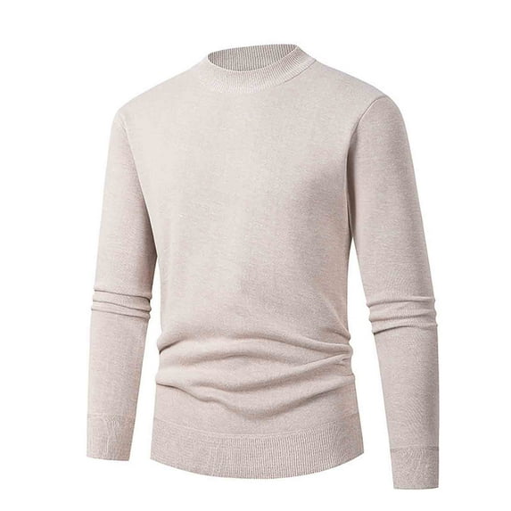 Generic Men's Knitted Pullover Sweatwear Solid Color Loose Round Neck Slim Fit Long Sleeve Solid Color Warm Sweater
