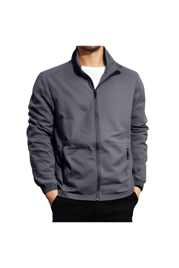 Men's Lightweight Jackets Zip Up Stand Collar Golf Jacket Light Fall Spring Golf Stylish Dress Coat Work Outwear Tops