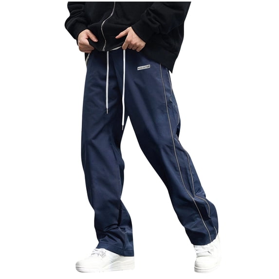 Generic Men's Lightweight Sweatpants Fashion Straight Leg Drawstring Elastic Waist Baggy Track Pants with Pockets