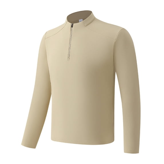 Generic Men's Long Sleeve Athletic Shirts 1/4 Zip Quick Dry Pullover Zip Sun Protection Outdoor Running Fishing T-Shirts
