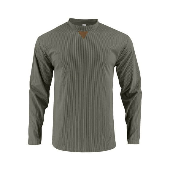 Generic Men's Long Sleeve Shirts Muscle Slim Fitted Lightweight T Shirts Corduroy Ribbed Crewneck Gym Workout Long Sleeve Shirt