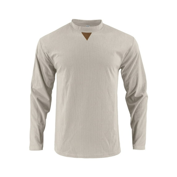 Generic Men's Long Sleeve Shirts Muscle Slim Fitted Lightweight T Shirts Corduroy Ribbed Crewneck Gym Workout Long Sleeve Shirt