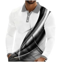 Generic Men's Long Sleeve Stylish Graphic Golf Shirts Casual Fashion Button Up Athletic Pullover Business Casual T-Shirt