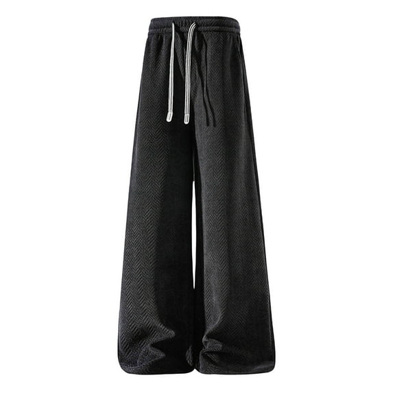 Generic Men's Lounge Pants Wide Leg Drawstring Elastic Waist Loose Casual Trousers Lightweight Travel Pants with Pockets