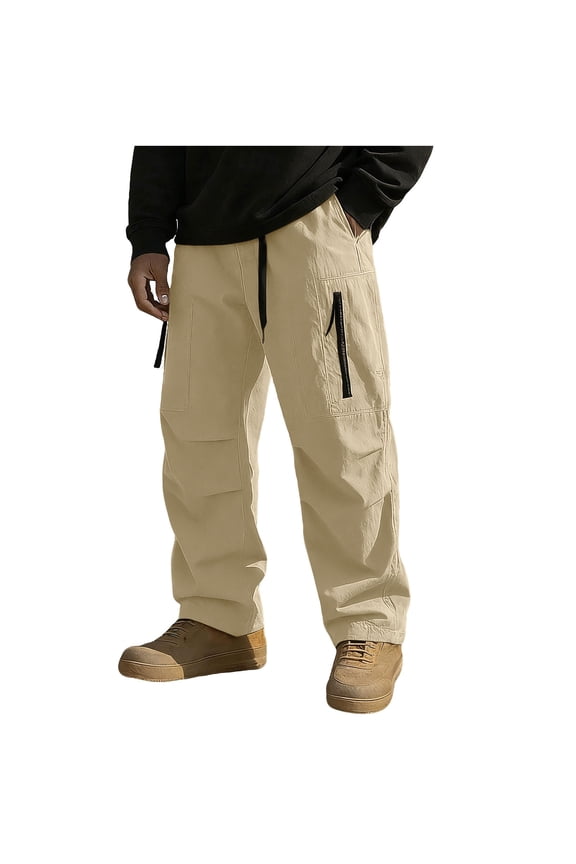 Men's Mountain Cargo Pants Casual Relaxed Fit Stretch Outdoor Hiking Pants with Zipper Pockets for Travel Adventures