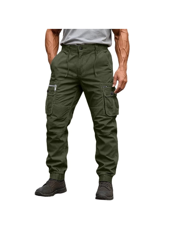 Men's Outdoor Cargo Pants Lightweight Tactical Trousers Breathable Jogger Hiking Work Pant with Multi Pockets