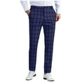 thumbnail image 1 of Generic Men's Plaid Baggy Fashion Dress Pants Comfortsof Straight Leg Trousers Zipper Casual Trousers with Pockets, 1 of 5