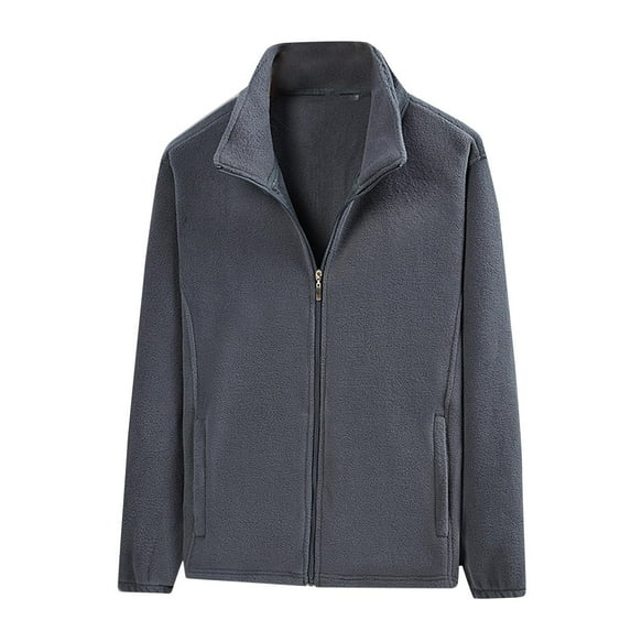 Generic Men's Polar Fleece Jacket Casual Solid Color Full Zip Warm Jackets Fall Lightweight Soft Comfort Thermal Outwear