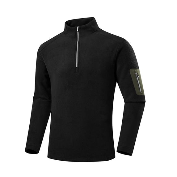 Generic Men's Polar Fleece Sweatshirt Quarter Zip Stand Collar Long Sleeve Sweater Thermal Sport Golf Pullover Tops