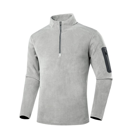 Generic Men's Polar Fleece Sweatshirt Quarter Zip Stand Collar Long Sleeve Sweater Thermal Sport Golf Pullover Tops
