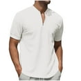 thumbnail image 1 of Generic Men's Polo Shirts Short Sleeve Zipper Vintage Collarless Golf Shirt Slim Fit Tops, 1 of 7
