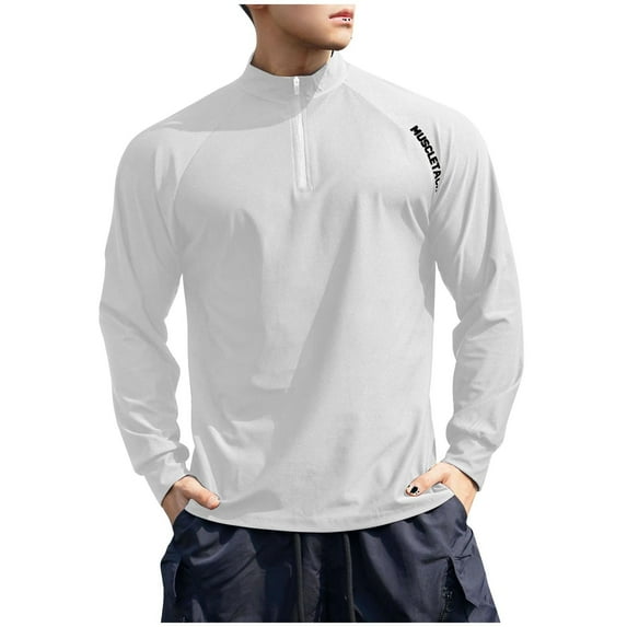 Generic Men's Quarter Zip Pullover Shirts Fleece Lined Long Sleeve Running Shirts Running Workout Gym Sweatshirts