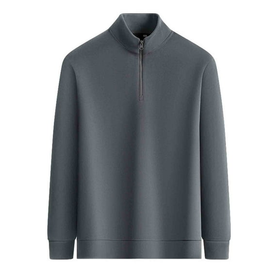 Generic Men's Quarter Zip Pullover Tops Casual Solid Color Long Sleeve Loose Streetwear Sweatshirt Solid Mock Neck Sweaters