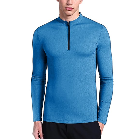 Generic Men's Quarter Zip Up Sports Shirts Mock Neck Long Sleeve Golf shirts Performance Casual Workout Pullover Tops