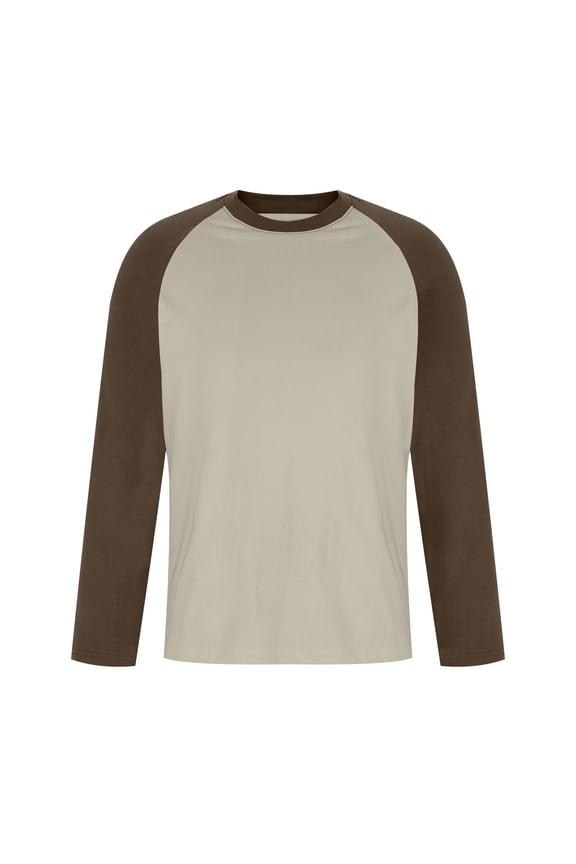 Men's Raglan Long Sleeve Round Neck T Shirts Classic Casual Active Baseball Tee Shirt Running Hiking Workout Tops