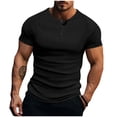 thumbnail image 1 of Generic Men's Ribbed Henley Tshirts Casual Crewneck Short Sleeve T-Shirt Gym Workout Athletic Shirt Tees with Button, 1 of 5