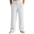 thumbnail image 1 of Generic Men's Ribbed Knit Lounge Pajama Pants Drawstring Straight Long Pants Loose Fit Comfort Trousers Workout with Pockets, 1 of 7