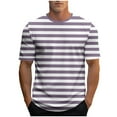 thumbnail image 1 of Generic Men's Short Sleeve Crewneck Striped T-Shirt Casual Soft Elastic Cotton Tees, 1 of 4