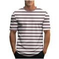 thumbnail image 1 of Generic Men's Short Sleeve Crewneck Striped T-Shirt Casual Soft Elastic Cotton Tees, 1 of 4